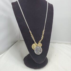 New York & Co silver & gold tone coin chain necklace